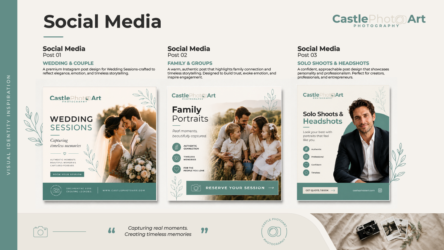 Castle PhotoArt wedding, family portrait and headshot social media designs