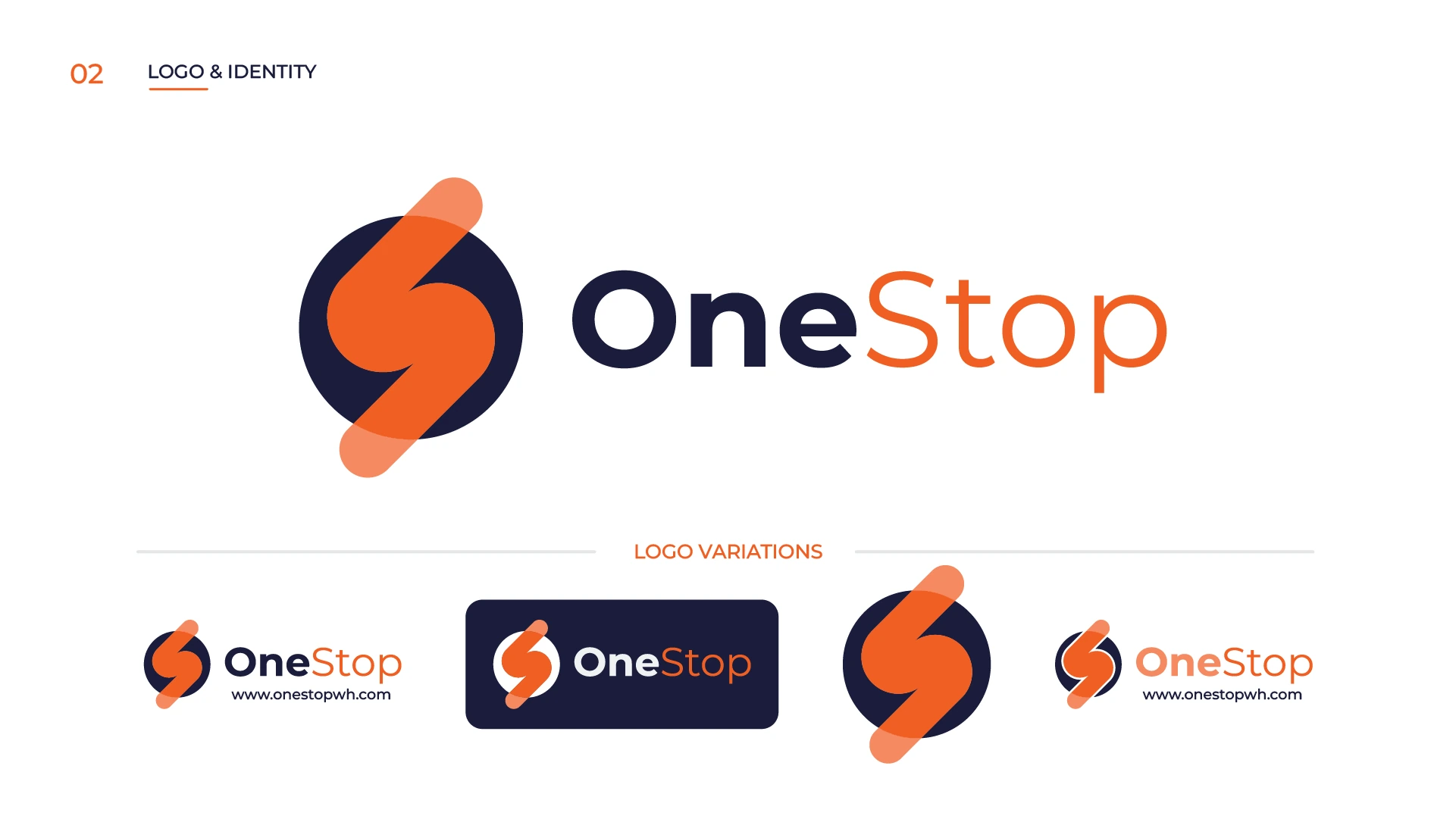 OneStop Warehouse logo and identity variations