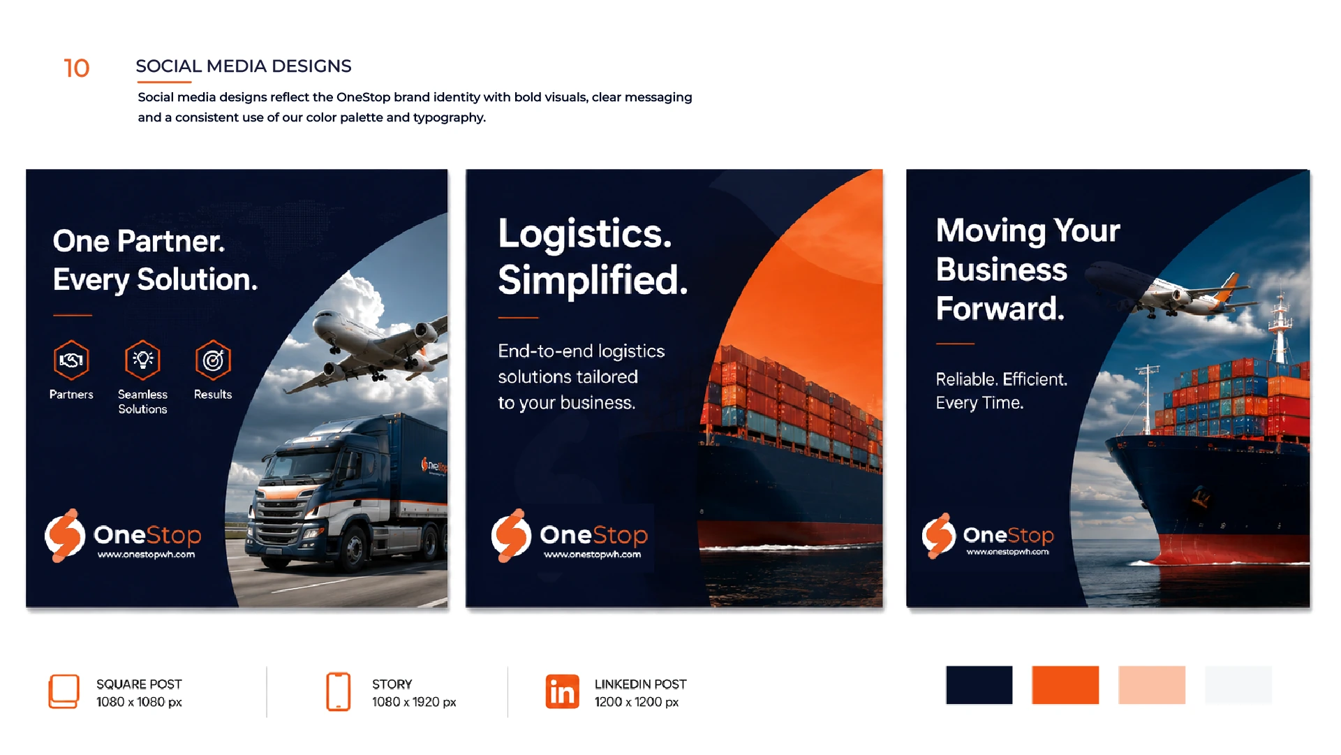 OneStop Warehouse logistics social media design system